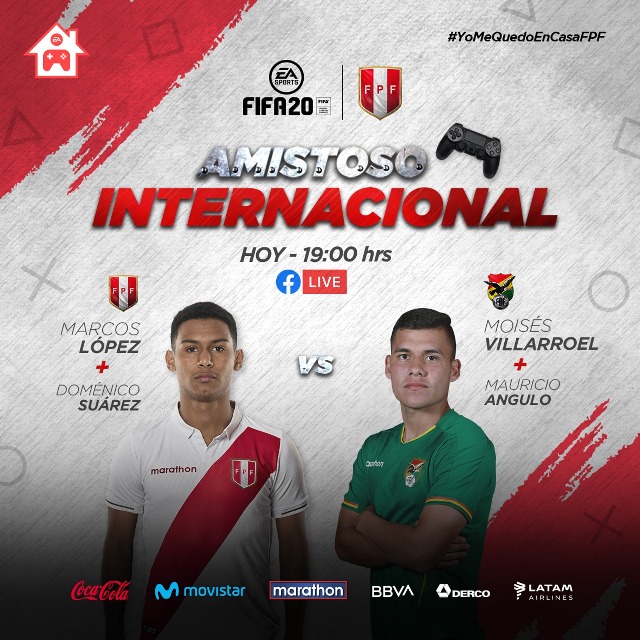 Perú enfrentará a Bolivia en Amistoso Internacional de Fifa 20